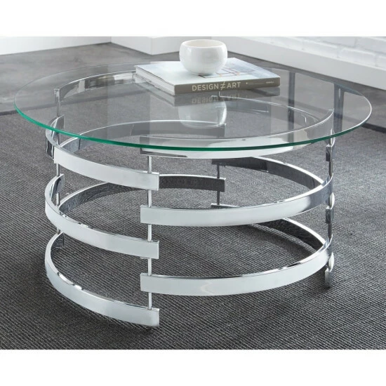 Hot Sale 🤩 Silver Orchid Bardeen Round Coffee Table 🤩