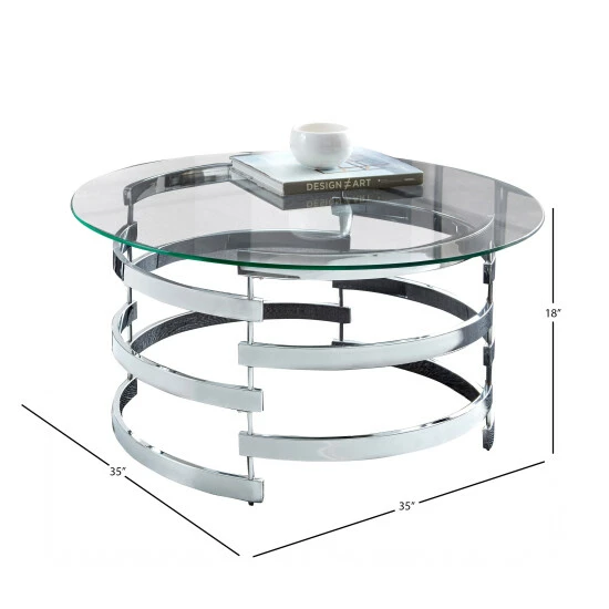 Hot Sale 🤩 Silver Orchid Bardeen Round Coffee Table 🤩 - Image 4