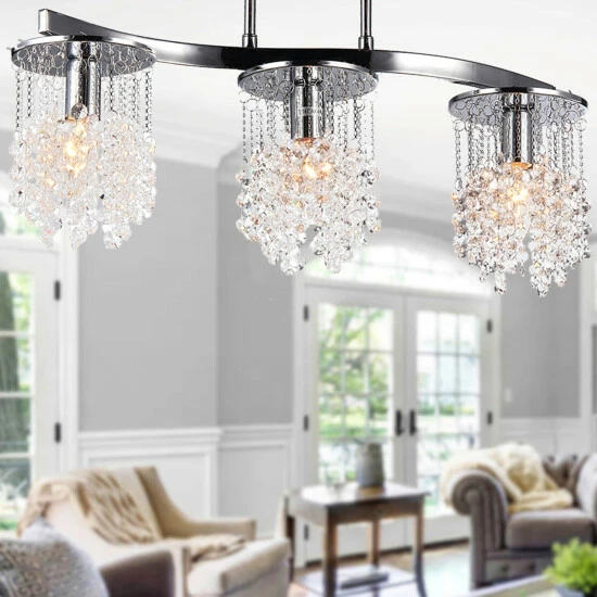 Hot Sale ❤️ Silver Orchid Hessling Chrome 22-inch 3-light Crystal Chandelier ✨