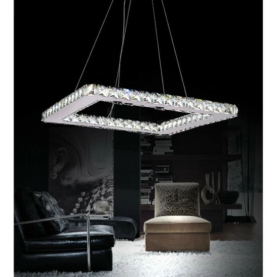 Cheap đ Silver Orchid Blinn Rectangular LED Crystal Chandelier With Chrome Finish đŻ