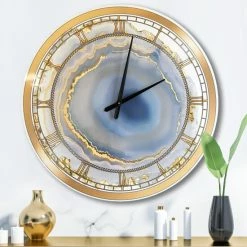 Best Pirce 🤩 Silver Orchid Arbuckle 'Golden Water Agate' Oversized Fashion Wall Clock 🤩