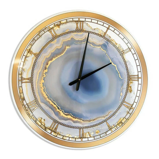 Best Pirce 🤩 Silver Orchid Arbuckle 'Golden Water Agate' Oversized Fashion Wall Clock 🤩 4 Best Pirce 🤩 Silver Orchid Arbuckle 'Golden Water Agate' Oversized Fashion Wall Clock 🤩 - Image 2
