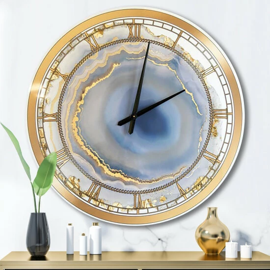 Best Pirce 🤩 Silver Orchid Arbuckle 'Golden Water Agate' Oversized Fashion Wall Clock 🤩 8 Best Pirce 🤩 Silver Orchid Arbuckle 'Golden Water Agate' Oversized Fashion Wall Clock 🤩 - Image 6
