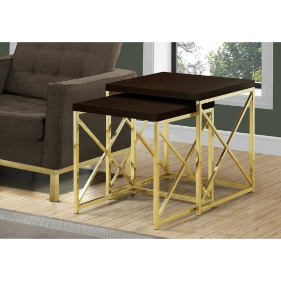 Hot Sale โ Silver Orchid Briscoe 2-piece Cappuccino/Gold Metal Nesting Table Set ๐คฉ