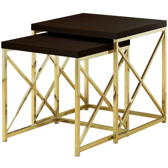 Hot Sale โ Silver Orchid Briscoe 2-piece Cappuccino/Gold Metal Nesting Table Set ๐คฉ - Image 2