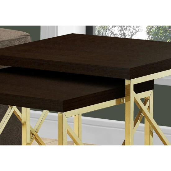 Hot Sale โ Silver Orchid Briscoe 2-piece Cappuccino/Gold Metal Nesting Table Set ๐คฉ - Image 4