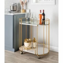 Cheap ✔️ Silver Orchid Pugo Glam Bar Cart With Wheels 💯