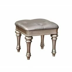 Best Pirce 🥰 Silver Orchid Arcaro Vanity Stool - 18" X 18" X 18" ⭐