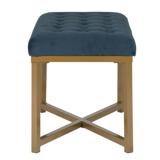 Best Pirce ๐ Silver Orchid Pugo Rectangular Ottoman With Midnight Velvet Tufted Cushion And Gold Metal X Base ๐คฉ - Image 6