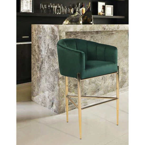 Promo ๐ Silver Orchid Beavers Velvet Upholstered Shelter Arm Bar Stool ๐ - Image 2