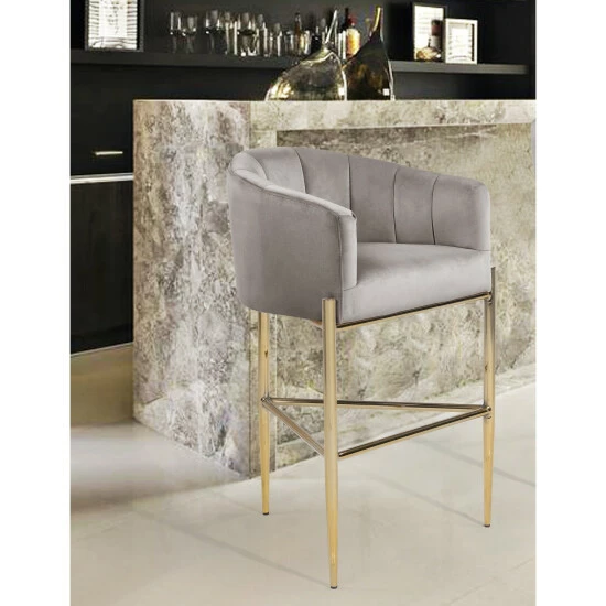 Promo ๐ Silver Orchid Beavers Velvet Upholstered Shelter Arm Bar Stool ๐ - Image 5