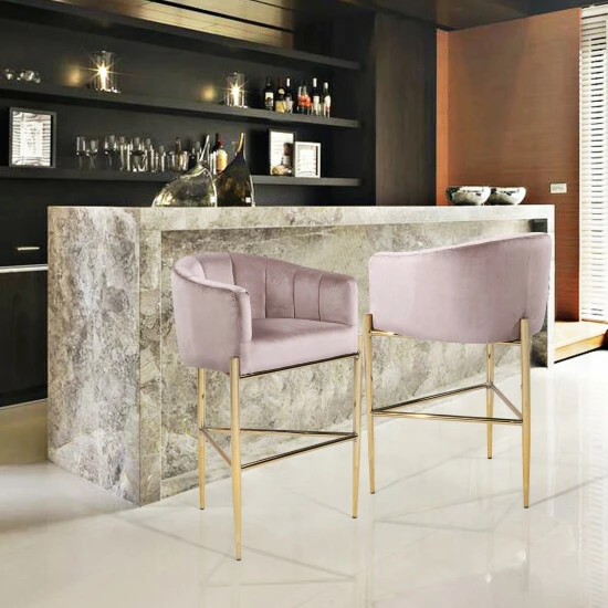 Promo ๐ Silver Orchid Beavers Velvet Upholstered Shelter Arm Bar Stool ๐ - Image 7