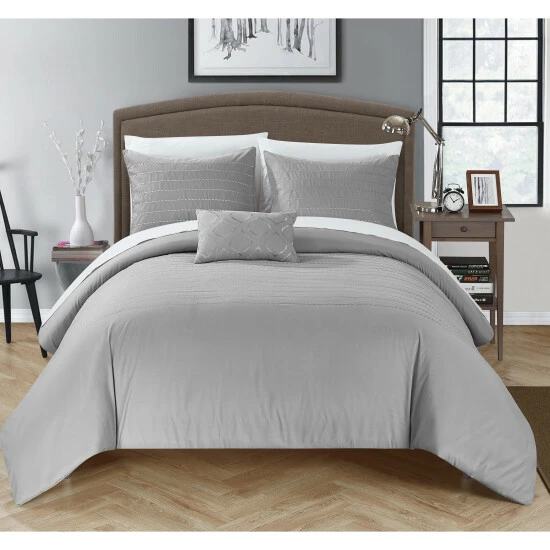 Best Pirce đ Silver Orchid Monroe 4-piece Grey Duvet Cover Set đ