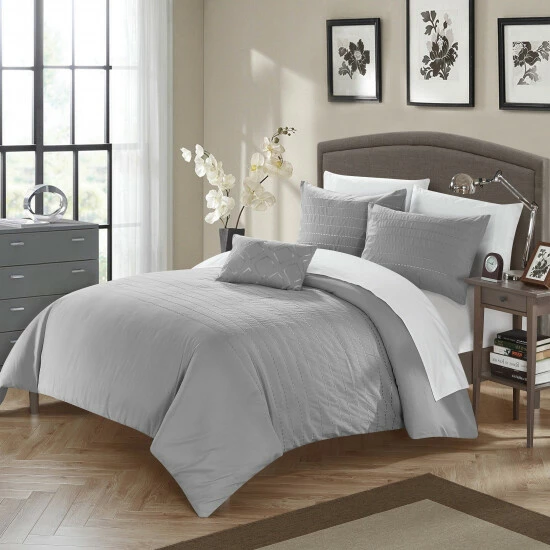 Best Pirce đ Silver Orchid Monroe 4-piece Grey Duvet Cover Set đ - Image 2