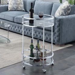Coupon ✨ Silver Orchid Agnew 2 Tier Round Glass Bar Cart ⭐