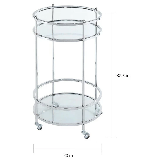 Coupon ✨ Silver Orchid Agnew 2 Tier Round Glass Bar Cart ⭐ - Image 4