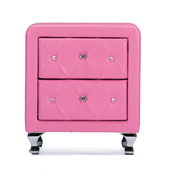 Flash Sale đ Silver Orchid Heston Crystal Tufted Pink Upholstered Nightstand đ - Image 2