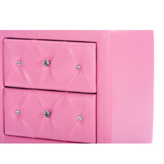Flash Sale đ Silver Orchid Heston Crystal Tufted Pink Upholstered Nightstand đ - Image 4