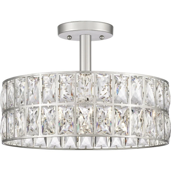 Best reviews of đ Silver Orchid Hughes Clear Crystal 3-light Semi-flush Mount Polished Nickel đ