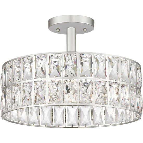 Best reviews of đ Silver Orchid Hughes Clear Crystal 3-light Semi-flush Mount Polished Nickel đ - Image 4