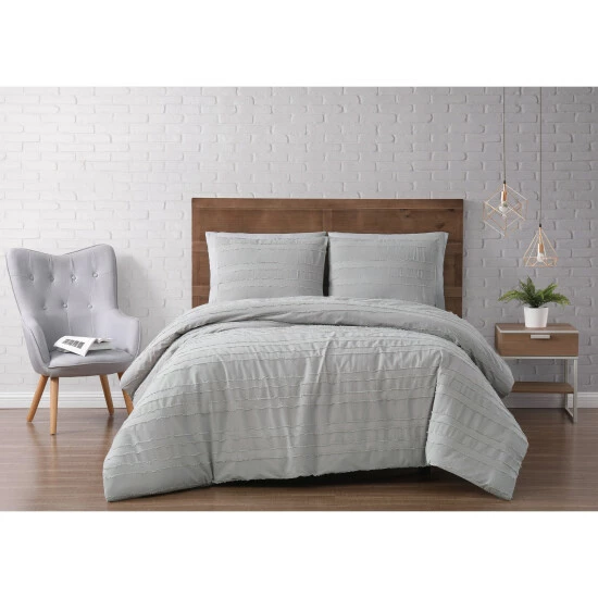 Cheap ⭐ Silver Orchid Christopherson Stripe 3-piece Duvet Cover Set White 🥰 - Image 2