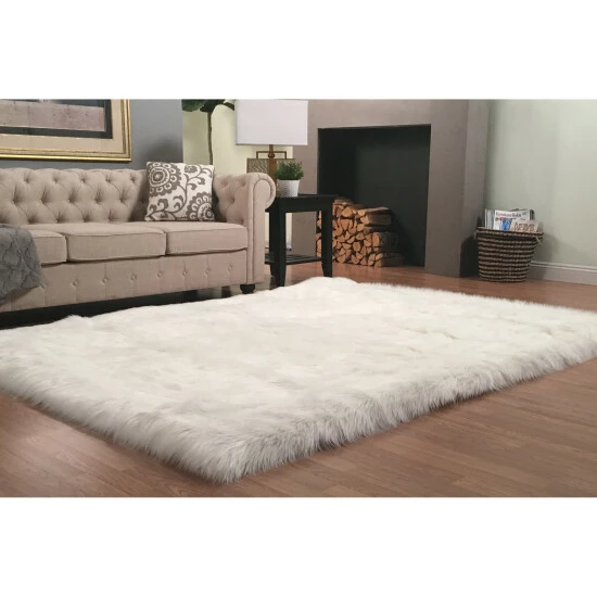 Best Pirce 💯 Silver Orchid Nansen Luxurious Faux Sheepskin Thick Shag Area Rug Ivory 💯