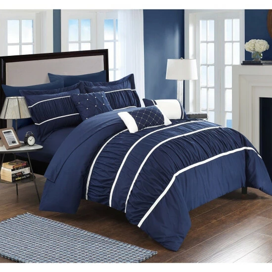Top 10 đ Silver Orchid Monroe Navy 10-piece Bed In A Bag With Sheet Set đ - Image 2