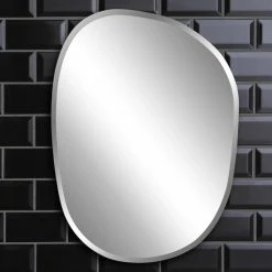 Hot Sale ✨ Silver Orchid Asymmetrical Frameless Beveled Large Decorative Accent Glam Mirror - 18 X 24 😍