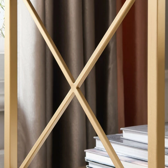 Flash Sale 𼰠Silver Orchid Beyers Goldtone Metal/ Wood 1-drawer Night Stand Brown đ - Image 4