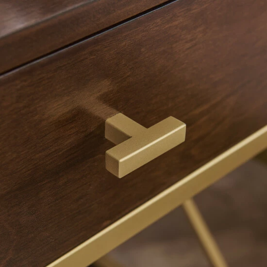 Flash Sale 𼰠Silver Orchid Beyers Goldtone Metal/ Wood 1-drawer Night Stand Brown đ - Image 8