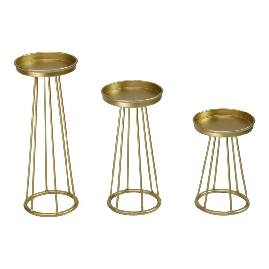 Cheap ⨠Silver Orchid Menichelli Gold Metal Candlestick (Set Of 3) đ - Image 2