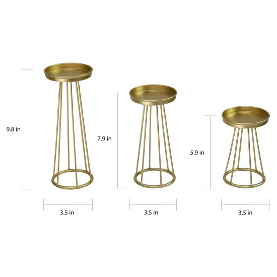 Cheap ⨠Silver Orchid Menichelli Gold Metal Candlestick (Set Of 3) đ - Image 4