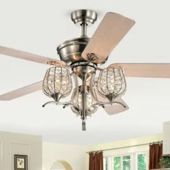 Best reviews of 💯 Silver Orchid Dietrich Satin Nickel 52-Inch 5-Blade Lighted Ceiling Fan 😍
