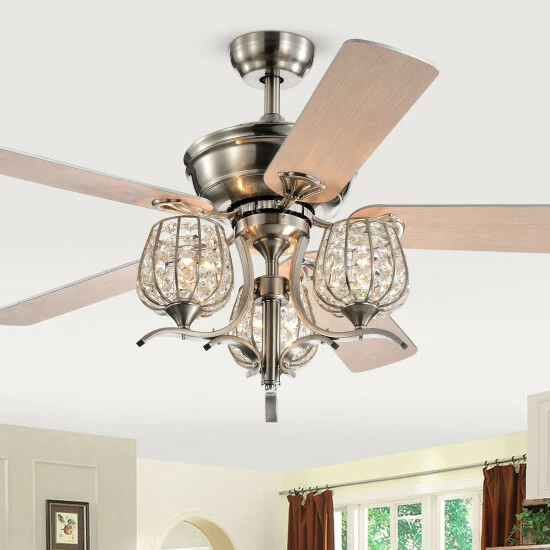 Best reviews of đŻ Silver Orchid Dietrich Satin Nickel 52-Inch 5-Blade Lighted Ceiling Fan đ