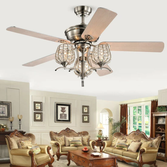 Best reviews of đŻ Silver Orchid Dietrich Satin Nickel 52-Inch 5-Blade Lighted Ceiling Fan đ - Image 2