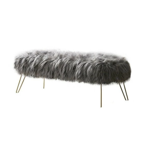 Best deal ๐ Silver Orchid Nilsson Contemporary Modern Faux Fur Long Bench Ottoman Black ๐ - Image 4