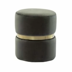 Cheap 🥰 Silver Orchid Basquette Grey Velvet Ottoman ✔️