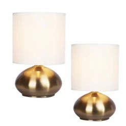 New ⭐ Silver Orchid Hudson 4-way 9.25-inch Metal Touch Accent Lamps With Faux Silk Drum Shades, 2-Pack 👍