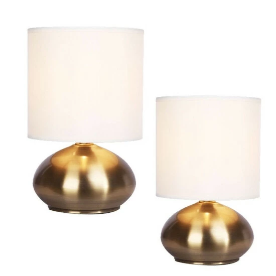 New â Silver Orchid Hudson 4-way 9.25-inch Metal Touch Accent Lamps With Faux Silk Drum Shades, 2-Pack đ