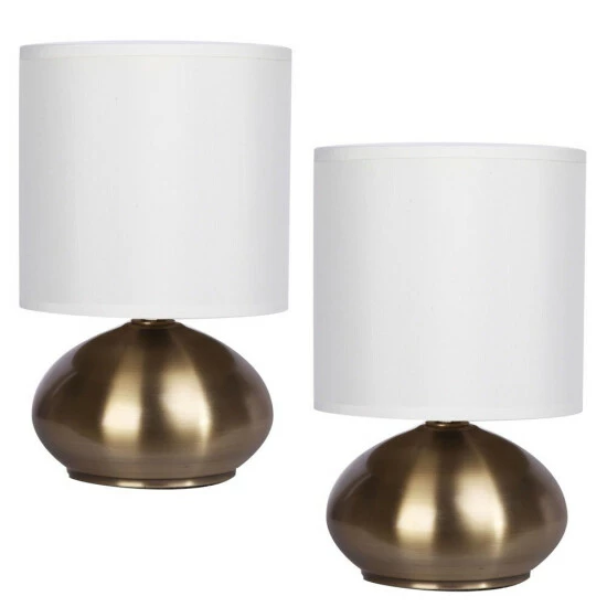 New â Silver Orchid Hudson 4-way 9.25-inch Metal Touch Accent Lamps With Faux Silk Drum Shades, 2-Pack đ - Image 3