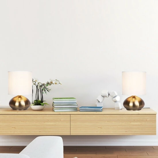 New â Silver Orchid Hudson 4-way 9.25-inch Metal Touch Accent Lamps With Faux Silk Drum Shades, 2-Pack đ - Image 5