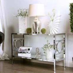 Coupon 🎁 Silver Orchid Valkyrien Contemporary 47-inch Glass Top 1-shelf Sofa Table Chrome 👏