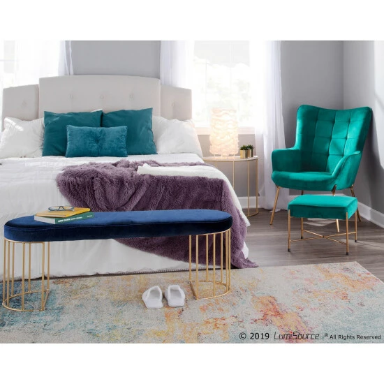 Wholesale đ Silver Orchid Wray Glam Dining / Entryway Bench Green Velvet â¤ď¸ - Image 2