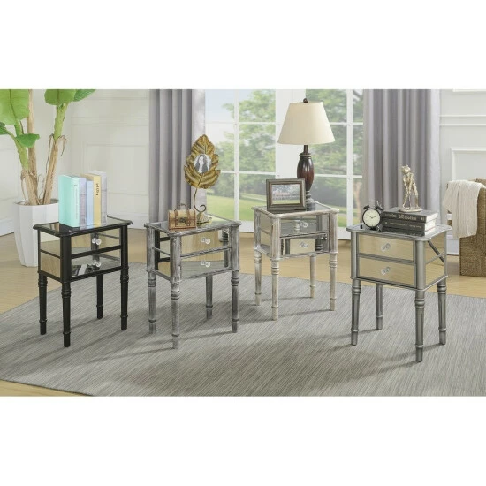 Hot Sale đ Silver Orchid Talmadge End Table Antique Silver/mirror 𤊠3 Hot Sale đ Silver Orchid Talmadge End Table Antique Silver/mirror đ¤Š
