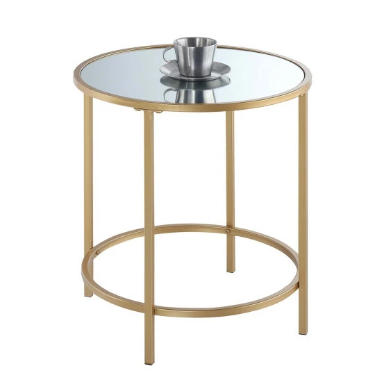 Best Pirce đ Silver Orchid Alvarado Gold Coast Deluxe Faux Marble Round End Table White Faux Marble/gold Frame đ - Image 5