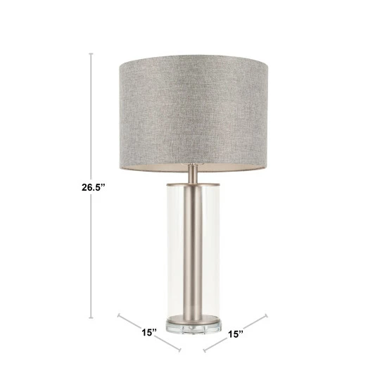 Deals ❤️ Silver Orchid Nissen Contemporary Table Lamp Grey Linen & Brushed Nickel 💯 - Image 6