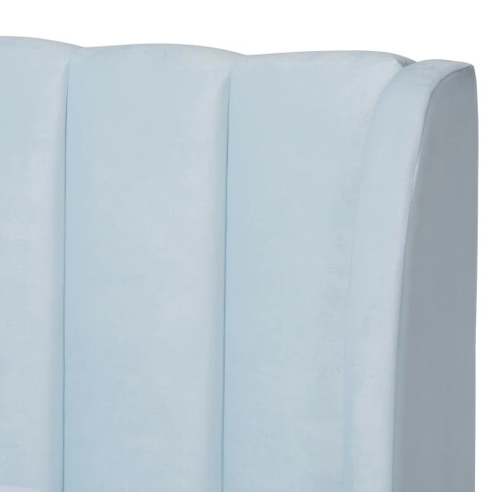 Promo ๐ Silver Orchid Bruce Glam Velvet Fabric Platform Bed Light Blue ๐ - Image 6