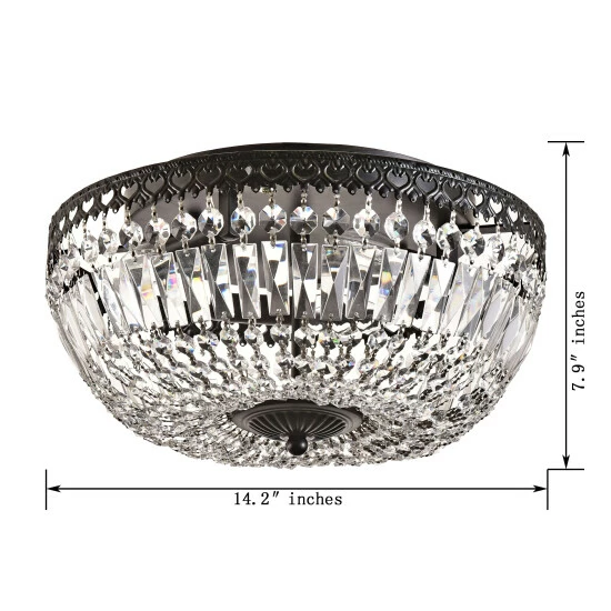 Promo đ Silver Orchid 14-inch Antique Black Crystal Flush Mount Chandelier đ - Image 2
