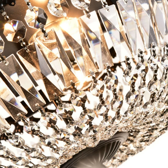 Promo đ Silver Orchid 14-inch Antique Black Crystal Flush Mount Chandelier đ - Image 4