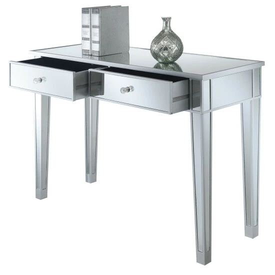 Flash Sale ๐ Silver Orchid Talmadge Mirrored 2 Drawer Desk/Console Table Weathered Gray ๐ - Image 2
